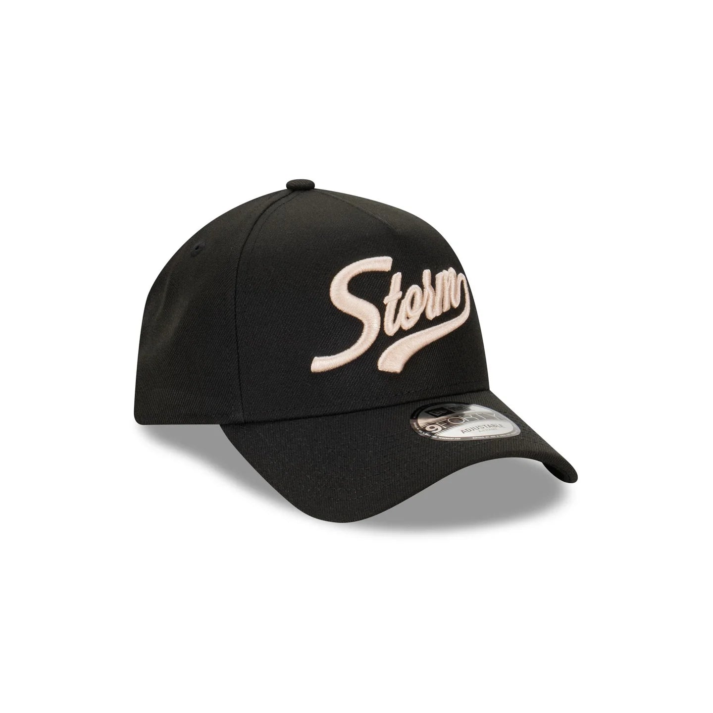 Melbourne Storm Hat - Black Stone Script 9Forty A-Frame NRL Snapback Cap - New Era